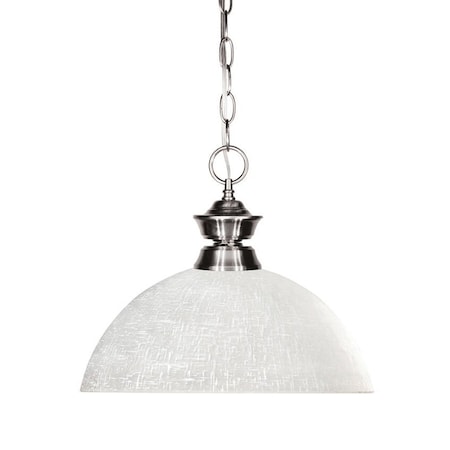 Z-Lite Shark 1 Light Pendant, Brushed Nickel & White Linen 100701BN-DWL14